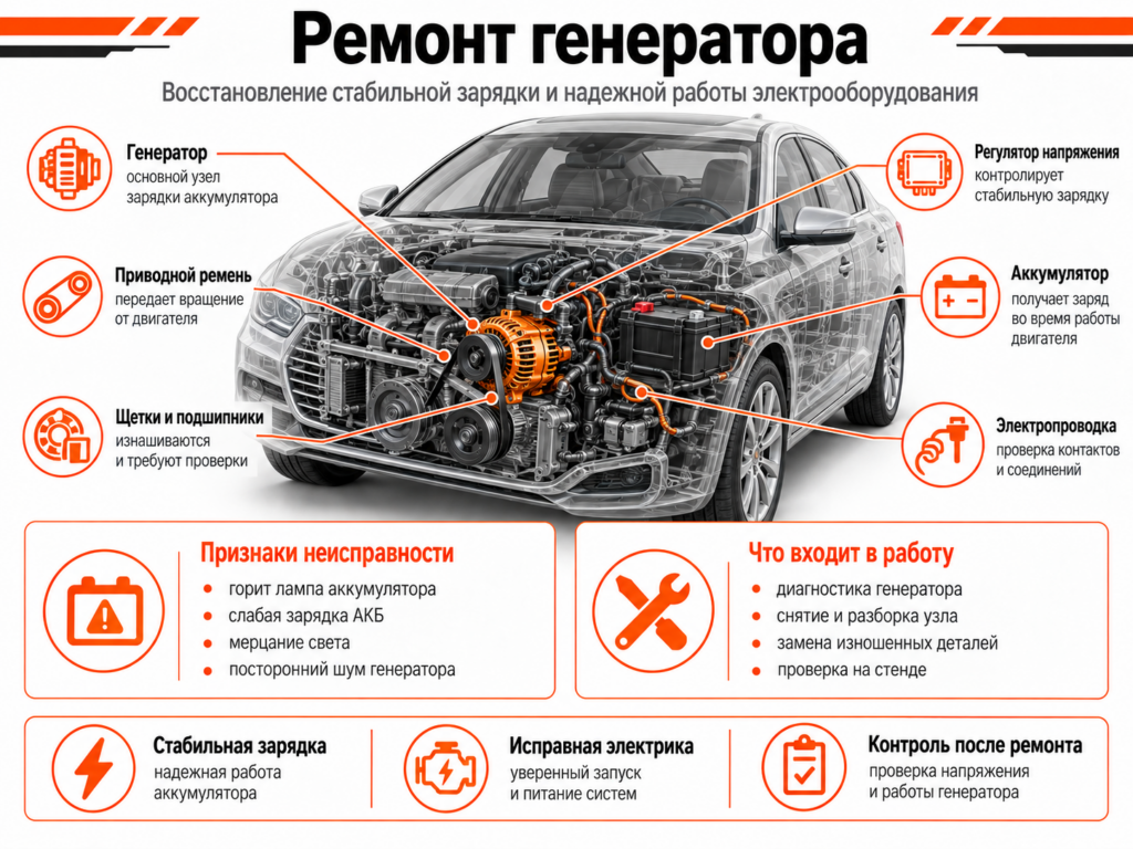 Ремонт генератора — фото автосервиса "Гараж САО"